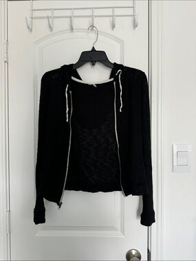 Mudd Black Knit Top with White Trim